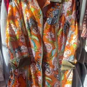 Etcetera Orange paisley Floral Coat with Green Accents